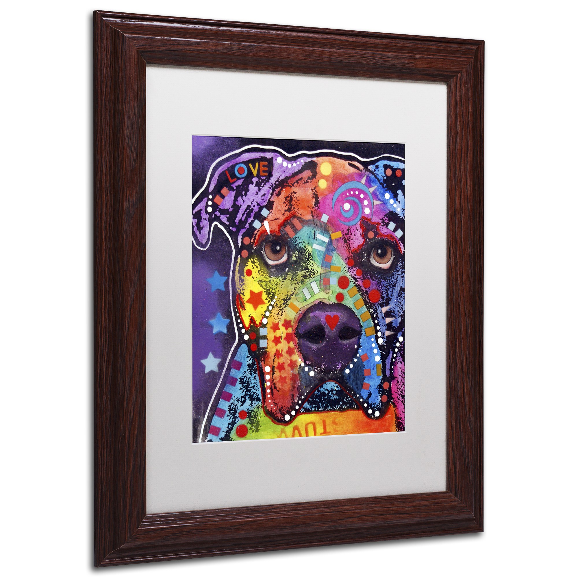 Trademark Fine Art "American Bulldog 121609" Canvas Art by Dean Russo, White Matte, Wood Frame