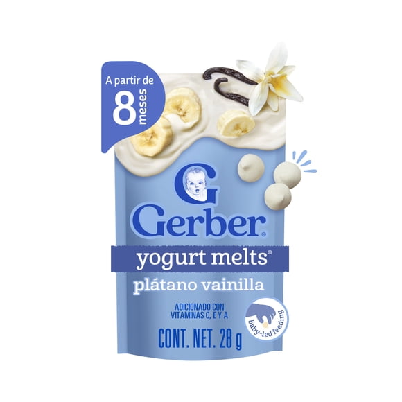 Melts Gerber Melts de Yogurt de platano vainilla en Bolsa 28 gr