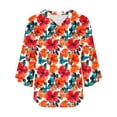 thumbnail image 5 of Chiccall Blouses for Women Ruffle 3/4 Sleeve Dressy V Neck Flowy Tunic Tops Business Flared Sleeve Casual Loose Shirts Multicolor M, 5 of 8