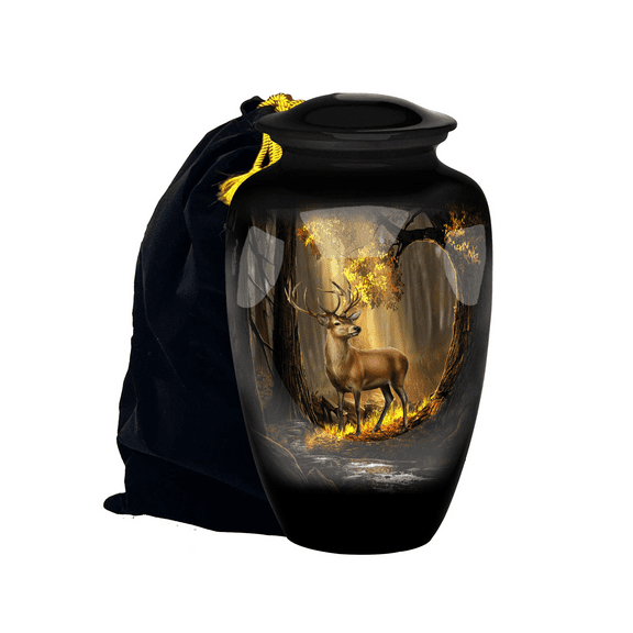 Deer Funeral Cremation Urn,Deer Urn,Buck Urn, Deer Cremation Urn for Ashes, Adult Hunting Urn,Memorial Forest Urn, Cremation Urns for Human Ashes Adult, Urn,Cremation Urn with Velvet Bag