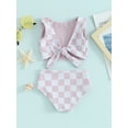 thumbnail image 3 of Bagilaanoe Toddler Baby Girls Swimsuits 2 Piece Bikinis Set Plaid Sleeveless Tops + Briefs 6M 12M 18M 24M 3T 4T Kids Swimwear Bathing Suit Beachwear, 3 of 8