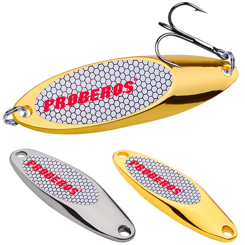 Lot 5X Metal Spoon Fishing Lure Bass Bait Stainless Steel Split Ring Treble Hook