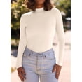 thumbnail image 4 of Remera PRETTYGARDEN Cuello Alto Manga Larga Acanalada Beige M, 4 of 8