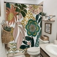 thumbnail image 2 of Boho Floral Shower Curtain, Colorful Bohemian Abstract Flowers Tropical Leaves Bathroom Curtain Bathtub Home Decor Waterproof Fabric Machine Washable with 12 Hooks, 72" W x 72" L, 2 of 6