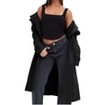 thumbnail image 4 of Double Breasted Women Solid Color Casual Long  Trench Coat with Belt, 4 of 6