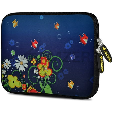 - Universal 10.5 Inch Soft Neoprene Designer Sleeve Case Pouch for 10.5 Inch Tablet, eBook, Netbook - Blue Spring Fish