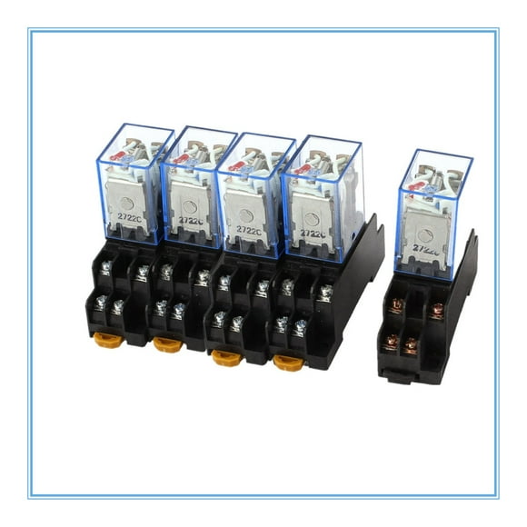 5PC 10A Coil Power Relay DPDT LY2NJ HH62P HHC68A-2Z With Socket Base ,Easy to Use