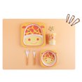thumbnail image 5 of 5 Pcs Bamboo Fiber Cartoon Giraffe Children's Cutlery Set Environmental Friendly Kids Dinnerware Set Baby Feeding Plate Bowl Tumbler Kit, 5 of 5