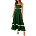thumbnail image 1 of WTXUE Robes Maxi en Liquidation, Robe Nuisette Sans Manches Élégante à Encolure Carrée, Femmes 2024 Été Encolure Dégagée à Étages Fluide Longue Unie Vestidos Casuales Para Mujer Verano Maxi Women, Vert+TG(US:14-16), 1 of 9