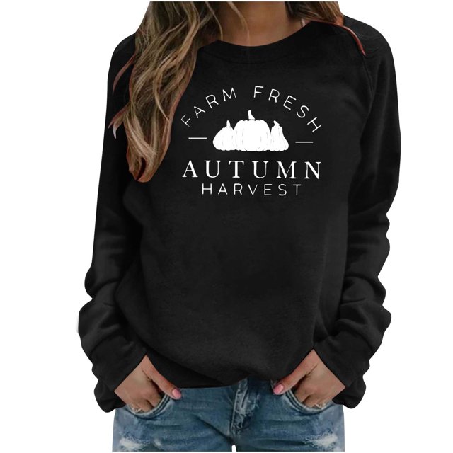 Camiseta suelta estampada a la moda para mujer, blusa de manga larga, cuello redondo, camisetas informales Pompotops FGAJ12730