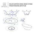 thumbnail image 5 of Masoko Series 74 in. x 34 in. Flat Bottom Solid Surface Freestanding Soaking Bathtub with Center Drain in Matte White, 5 of 12