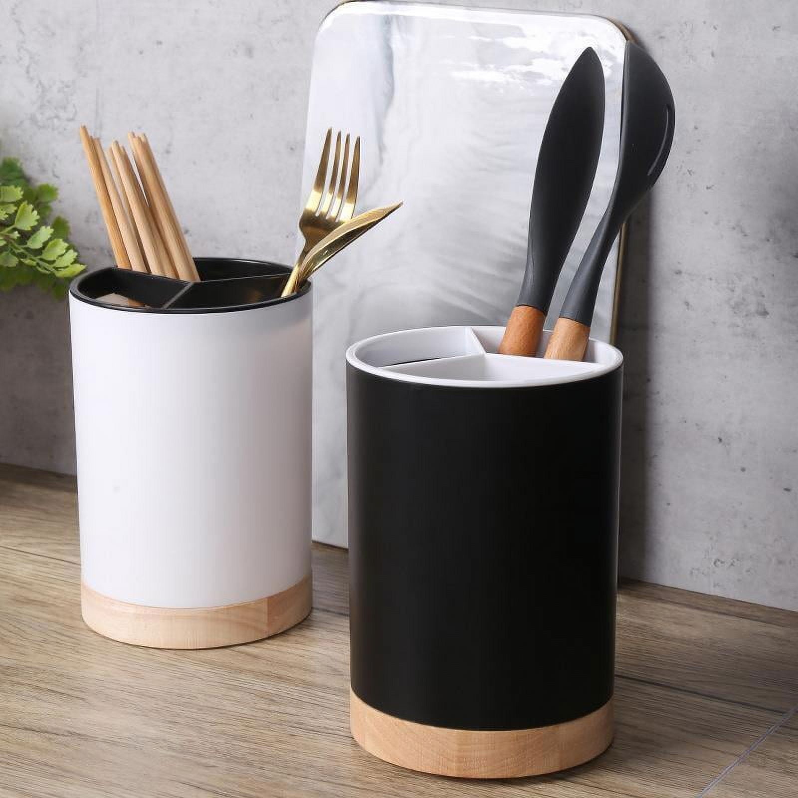 WEISIPU Kitchen Utensil Holder for Countertop, Cooking Utensil Organizer Storage Caddy for Cutlery, Draining Tableware Spoon Forks Chopstick Storage Box