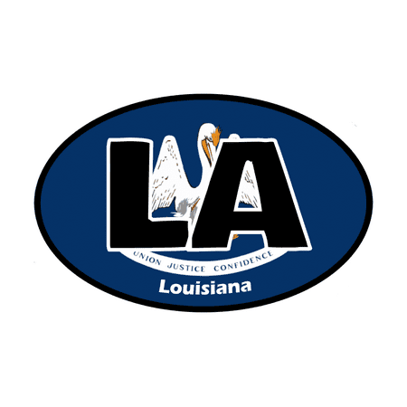 Pack Laser Stickers Flag Design - Oval Stickers - Louisiana State Flag - Set of 4
