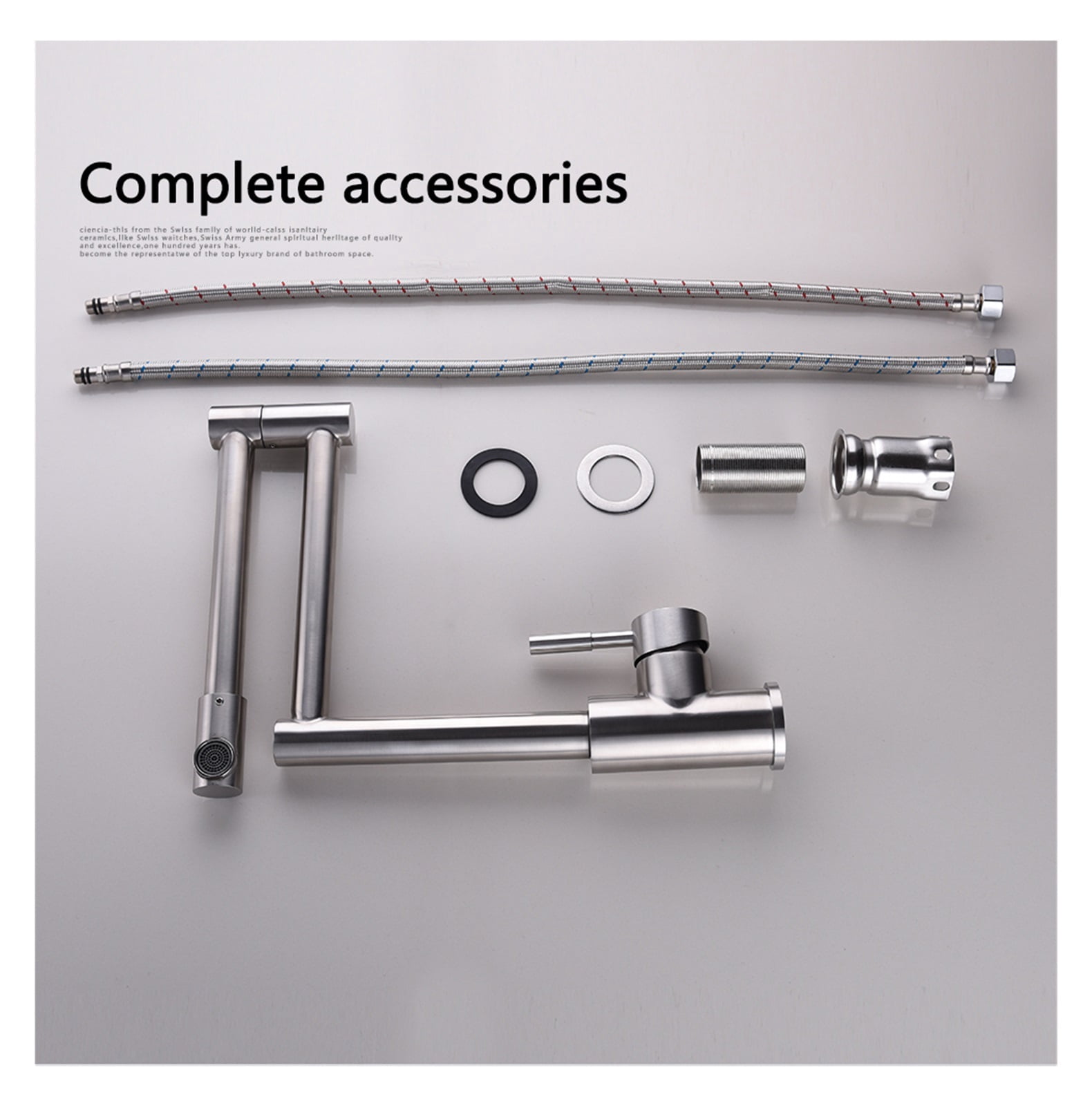 SUS304 Stainless Steel 360 Rotate Folding Extend Single Handle Hot Cold Water Mixer Taps Kitchen Sink Faucet ,Bar Laundry RV Farmhouse