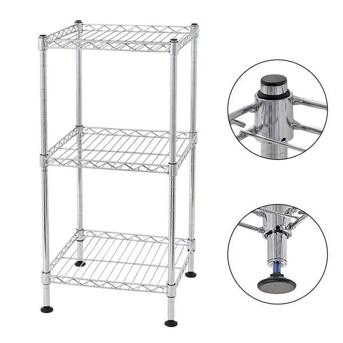 Silver Chrome Storage Shelf - NSF Certified Heavy-Duty Bathroom/Bedroom Organizer, 66lb Capacity Per Shelf, Tool-Free Assembly