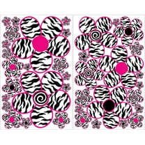 Hot Pink, Black and White Zebra Print Flower Wall Decals Decor Stickers by Presto Chango Decor Decor