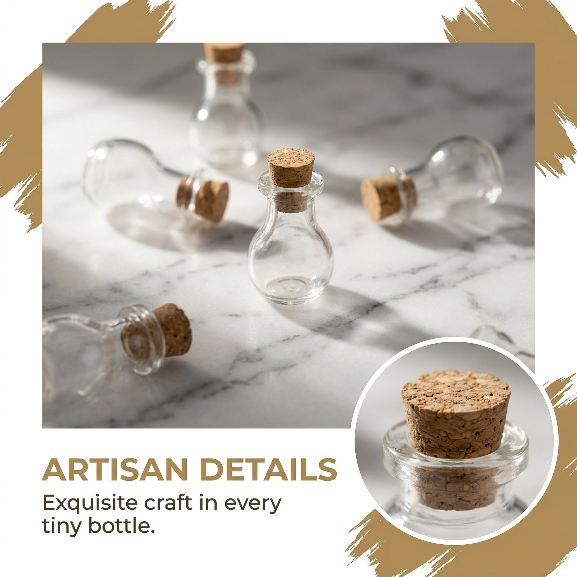 Unique Bargains 6Pcs Tiny Glass Bottles with Cork Stoppers Spherical 0.6" x 0.6" x 1.2"