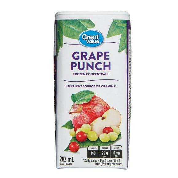 Great Value Grape Punch Frozen Concentrate, 283 mL