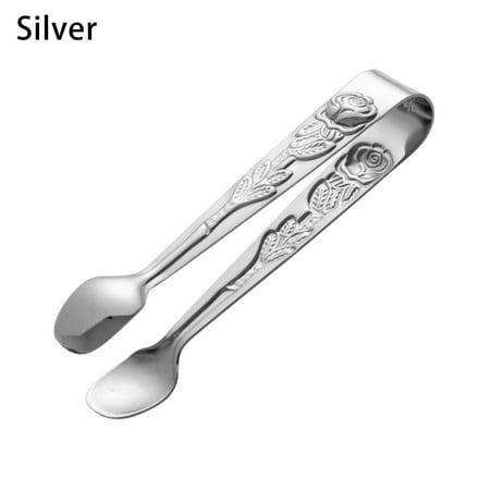

BAILIY 1pc Steel Tweezers Clip Tongs Sugar Clamp with Rose Pattern Handle for Candy Cubes Ice Cookie Accessories P8F6