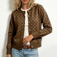 thumbnail image 2 of GEWSEY Women's Polka Dot Cardigan Oversized Open Front Sweater Button Down Knit Outerwear Cozy Sweaters Fall Winter Trendy Cute Teacher Cardigans (Khaki, M), 2 of 6