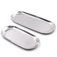 thumbnail image 1 of 2 Sets Silver Oval Stainless Steel Trinket Tray,Towel Storage Dish Plate Tea Fruit Trays Cosmetics Jewelry Plate 2 Size, 1 of 5