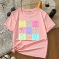 thumbnail image 4 of Summer Tops Kids Girls Summer Casual Letter Print T Shirts Multicolor Round Neck Short Sleeves Tops Baby Girl Summer Clothes Pink 12 Months-18 Months, 4 of 4
