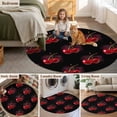 thumbnail image 5 of Black Cherry Round Area Rug 5Ft Washable Circle Rugs for Living Room Bedroom, Farmhouse Watercolor Cherries Fruits Non-Slip Carpet Floor Mats Indoor Outdoor Carpet Runner Aesthetic Home Decor, 5 of 8