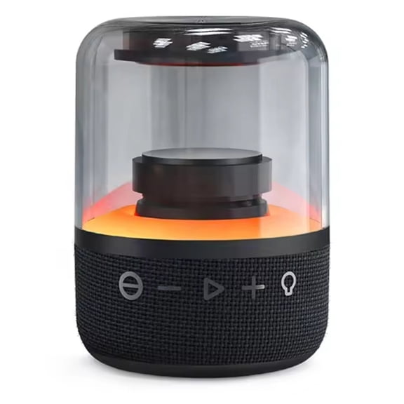 Digital Music Player Bluetooth Speakers with Subwoofer Transparent Effect Luminous Ornaments Ambient Light Audio Black,1 x Bluetooth Speakers 1 x Charging cable,Black