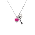 thumbnail image 2 of Delight Jewelry Silvertone Hot Pink Softball with Stitching Spinner - Love and Lock Charm Necklace, 18"+1", 2 of 4