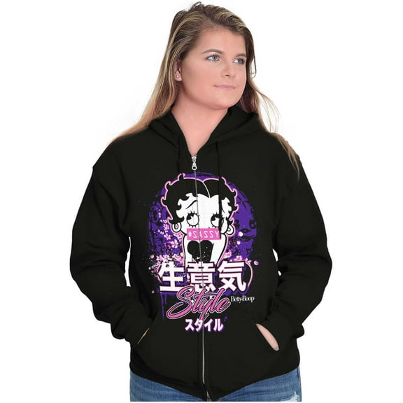 Betty Boop Hashtag Sassy Style Zip Hoodie Sweatshirt Women Brisco Brands S
