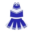 thumbnail image 3 of TiaoBug Ensemble de Cheerleading 2 Pcs pour Filles Sans Manches avec Jupe Plissée Bleu 12, 3 of 6