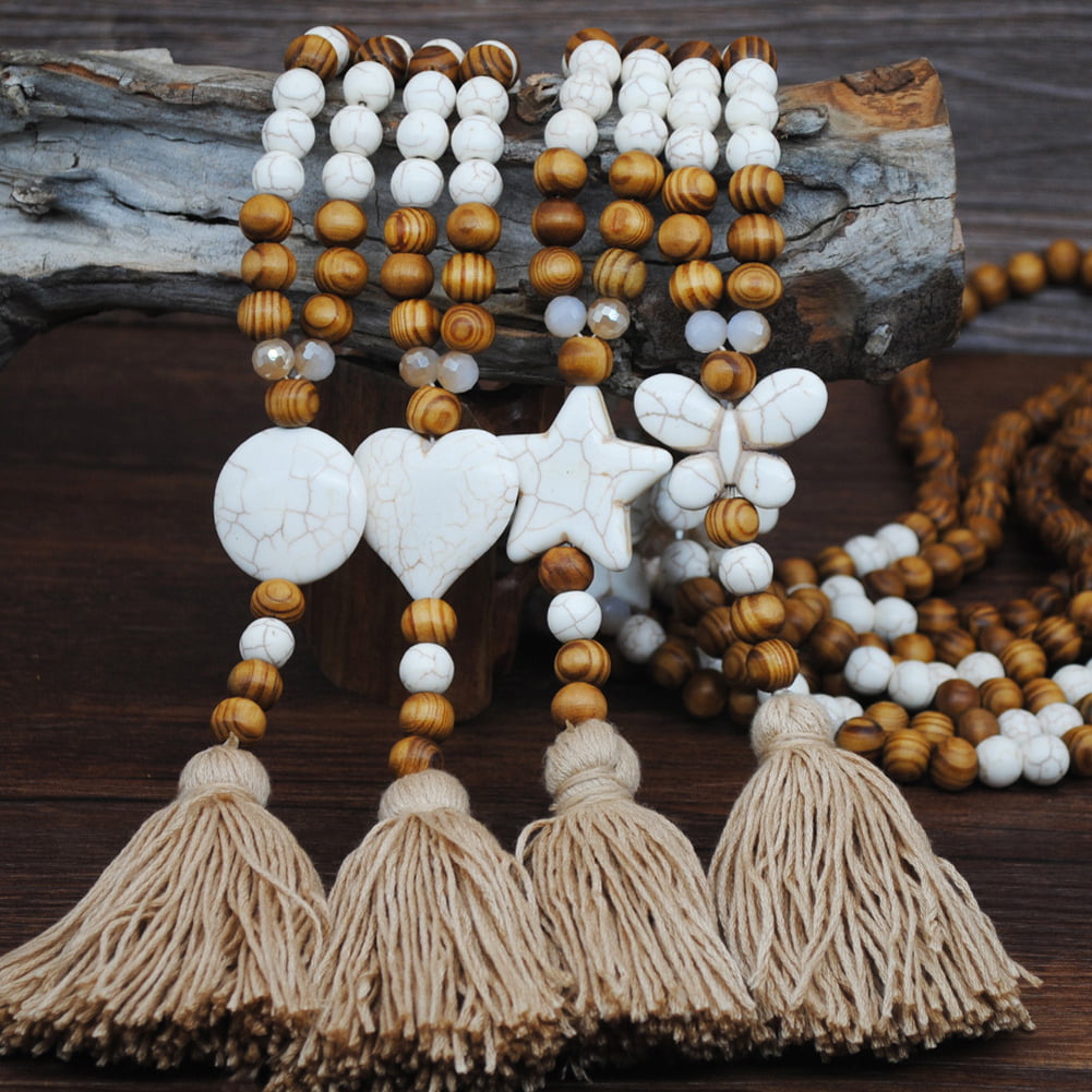 Handmade Wooden Buddha Tassel Beads Necklace With Pendant With Beads Long  Statement Jewelry For Women And Girls From Qimoshi, $31.78 | DHgate.Com