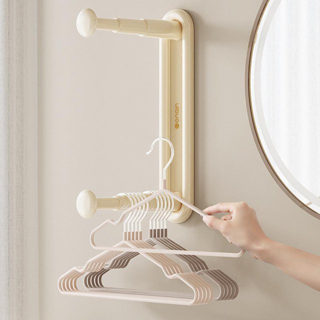 Feltree Clothes Hanger Storage Artifact Retractable Punch Wall Mounted Clothes Hanger Storage Rack Multi Purpose Stable Storage Rack