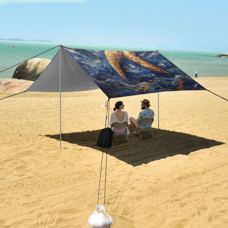 Wobogo Giant Starfish Oil Painting Beach Tent Camping Sun Shelter