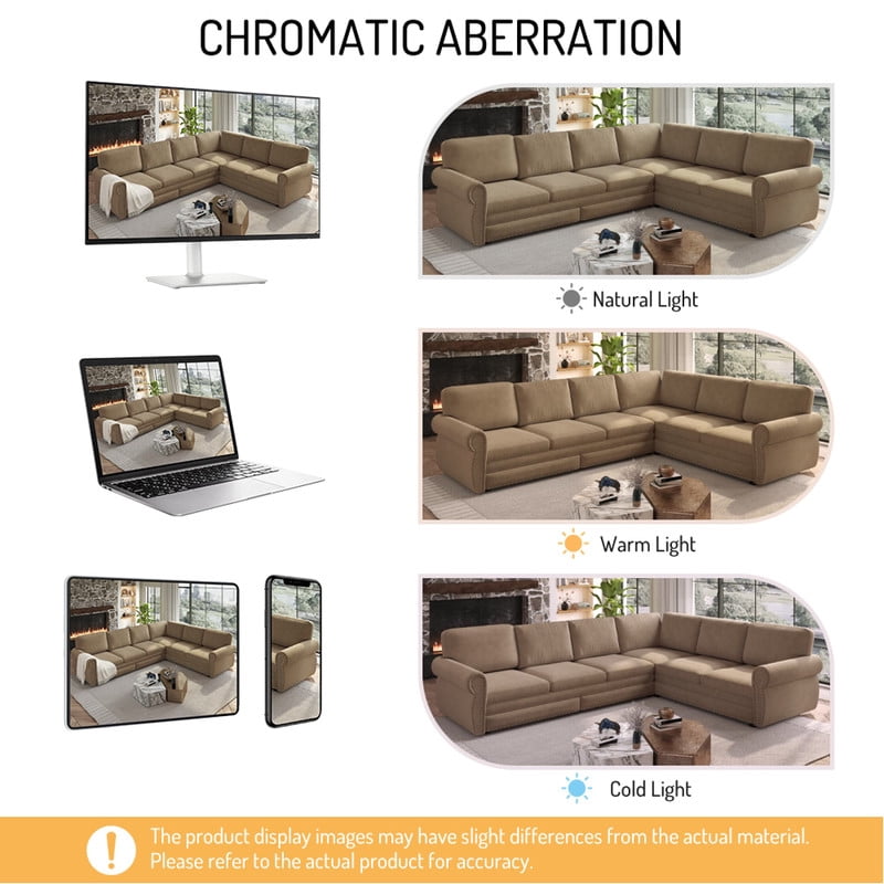118" L-Shaped Convertible Sleeper Couch Bed, Chenille Upholstered Sectional Sofa with Pull-Out Sofa Bed, Modern Chesterfield Sofa for Living Room