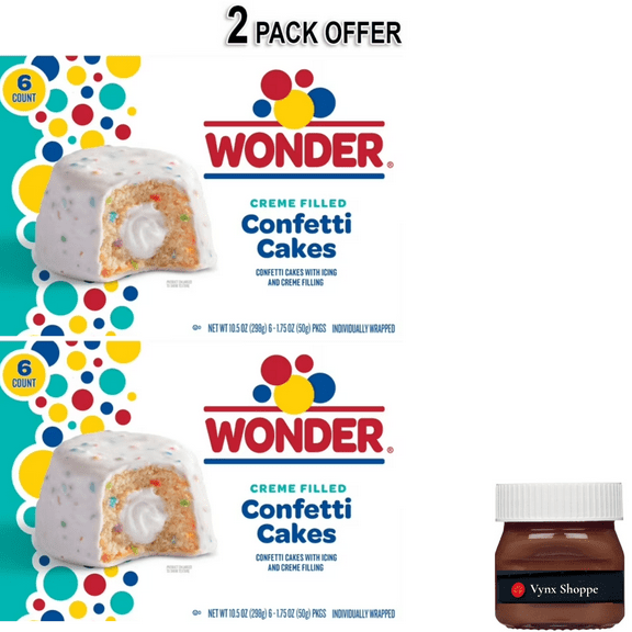 Wonder Crème Filled Confetti Cakes, Birthday Cake Inspired Snack Cakes, 10.5 oz, 6 Count