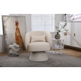 thumbnail image 3 of Swivel Chair, Linen Round Barrel Chair with 360-Degree Swivel Solid Wood Base, Leisure Single Sofa Armchair Chair for Living Room, Bed Room, Club, Beige, 3 of 8