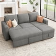 thumbnail image 3 of HONBAY 79" Reversible 3 Seat Compact L Shaped Sectional Sleeper Sofa with Pull Out Bed and Storage, Gray Double Colored Velvet, 3 of 9