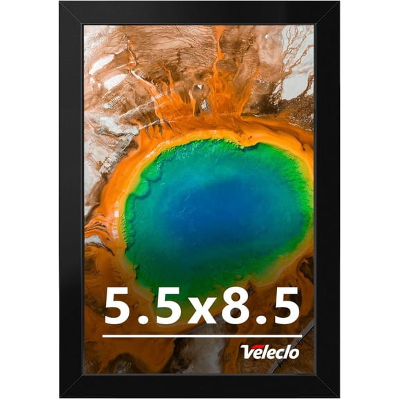 5.5x8.5 Picture Frame for Wall Display, 5.5x8.5 Black Picture Frame with Shatter Resistant Plexiglass, Stable and Sturdy 5.5 x 8.5 Frame for Wall Display, Handpicked Gift Collection, 1 Pack