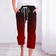 thumbnail image 1 of ICHUANYI Clearance Women's Casual Solid Elastic Waist Loose Long Pants With Pocket Capris(Wine, XXL) ICHUANYI WER2023081114774, 1 of 5