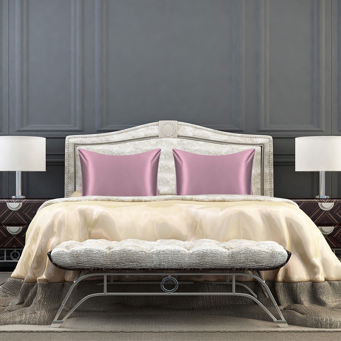Silk Pillowcase Both Side Silk Care For Hair And Skin With Zipper Mauve Queen