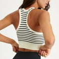 thumbnail image 7 of qolati Sports Bras for Women Seamless Comfortable Striped Mock Neck Longline Padded Yoga Bra Workout Crop Tank Tops with Built in Bra, 7 of 7