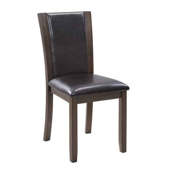 Dtwnek 4 Pcs Upholstered Seat Dining Chairs with Wood Frame, Faux Leather Armless Side Chair for Dining Room, Living Room, Kitchen, Dark Brown