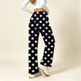 thumbnail image 6 of Wide Leg Pants for Women, Women's Polka Dot Wide Leg Pants High Waisted Drawstring Lounge Pants with Pockets Loose Fit Casual Bottoms for Daily Wear Travel Work Soft Comfy, 6 of 7