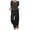 Black, variant on Women's Linen 2 Piece Outfits Rolled Sleeves Tops Wide Leg Trouser Pants Suits Summer Casual Dressy Linen Sets Black M