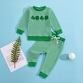 thumbnail image 5 of Krdevn Kids St. Patrick's Day Outfit - Cozy Long Sleeve Top & Pants Set with Embroidery Print,18-24 Months, 5 of 5