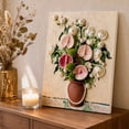 thumbnail image 4 of Floral Wall Decor 3D Textured Painting Pearl Embellished Art Adult Craft Gift Mother's Day Gift Elegant Floral Craft Wall Hanging Art, 4 of 6