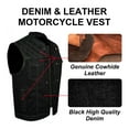 thumbnail image 4 of Dream Apparel Men's Denim & Leather Motorcycle Vest Biker Club Vest For Riding, 4 of 7