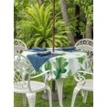thumbnail image 3 of Outdoor Tablecloth with Umbrella Hole for Patio/Picnic/Party/Camping, Spring Botanical Waterproof Table Cloth Round Cover Washable, Green Ivy Ferns Oak Leaves Light Blue (Dia 60"), 3 of 8