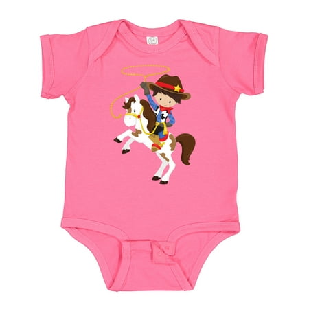 

Inktastic Cowboy Sheriff Horse Lasso Western Brown Hair Gift Baby Boy Bodysuit